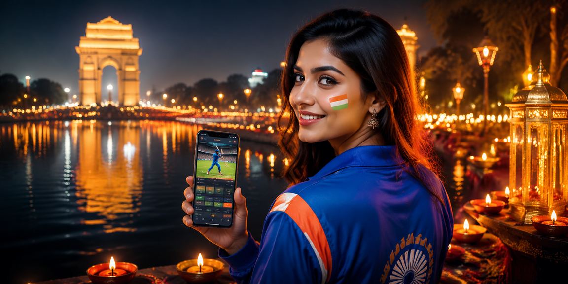 Diwali festival celebrations with India Gate and cricket betting